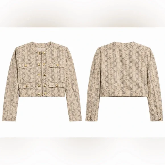 Zara Beige Snake Print Blazer -Size Small GUC - Picture 2 of 7